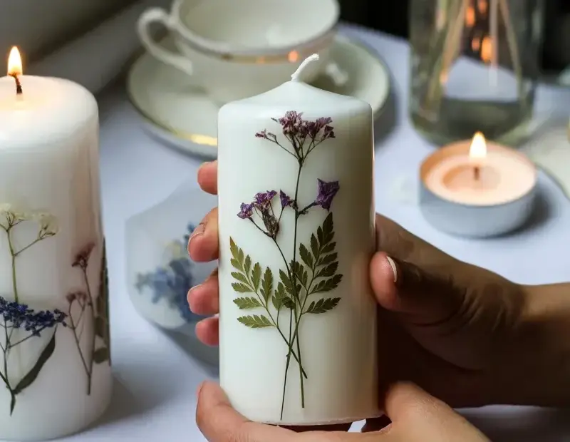 Pressed Flower Candles DIY: Cozy Candle Decorating with Dried Botanicals