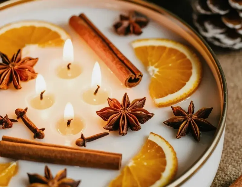 Quick winter candle decor with orange and spices 🕯️ | easy DIY centerpiece
