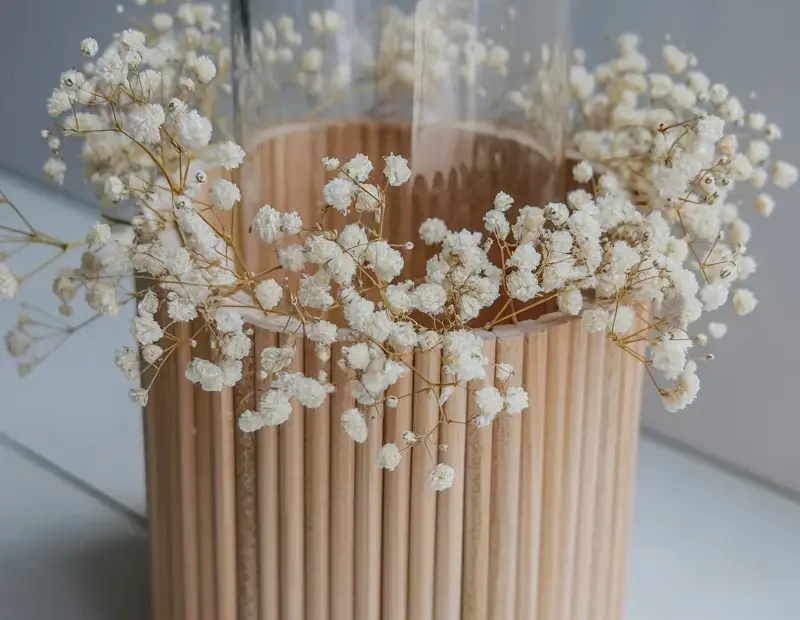 Wooden Dowel Candle Holder DIY - Easy Rustic Candle Decor with Baby's Breath