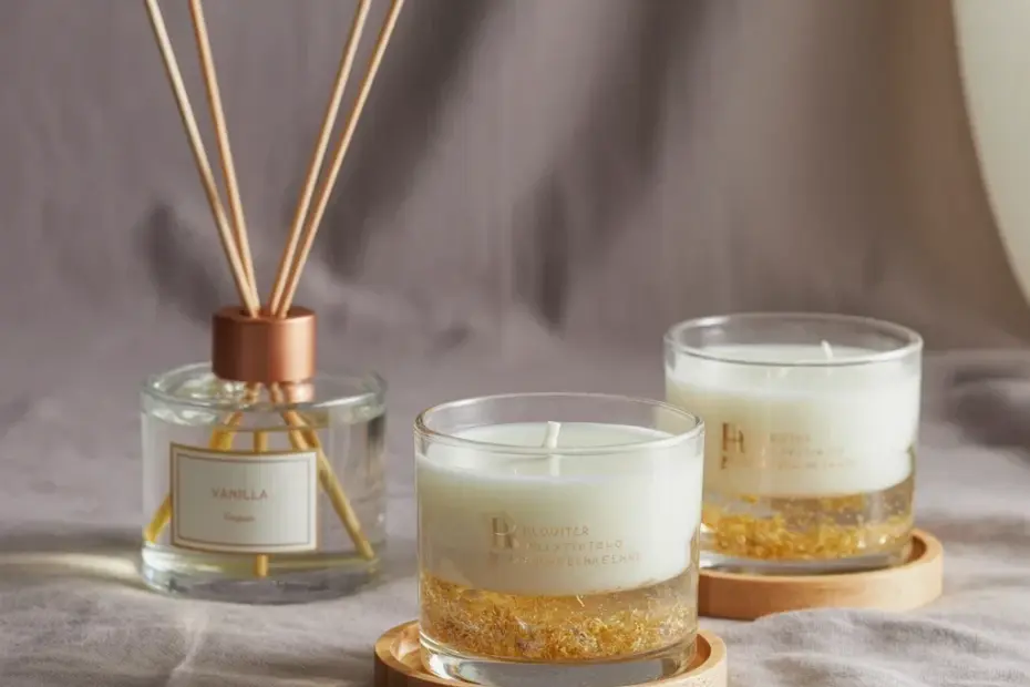 Scented Candles with Gold Flakes and Rose Quartz – A Cozy Decor Tip