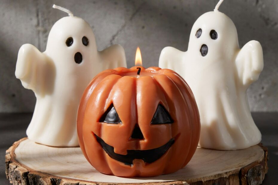 Spooky Pumpkin Pillar Candle | Aesthetic Halloween Decor for Autumn | Hand Poured Soy Candle