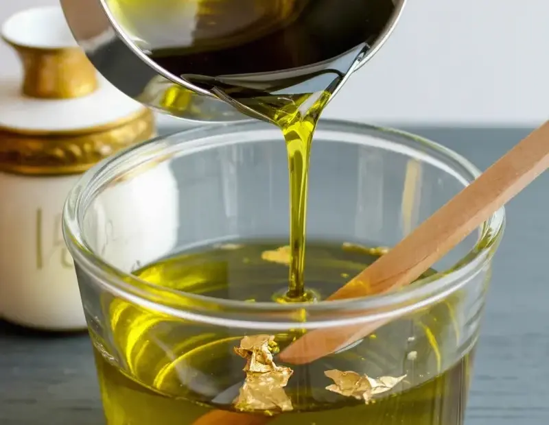 Gold Leaf Olive Oil | Pouring Gourmet Olive Oil into a Glass