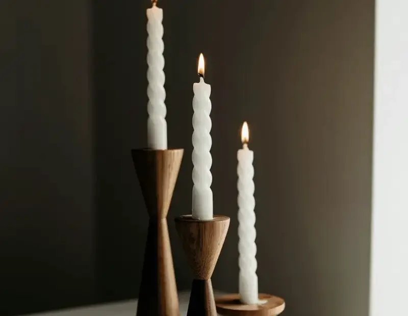 Before & After: Wooden Candlesticks with Spiral Candles Make Dinner Cozy | Simple Centerpiece