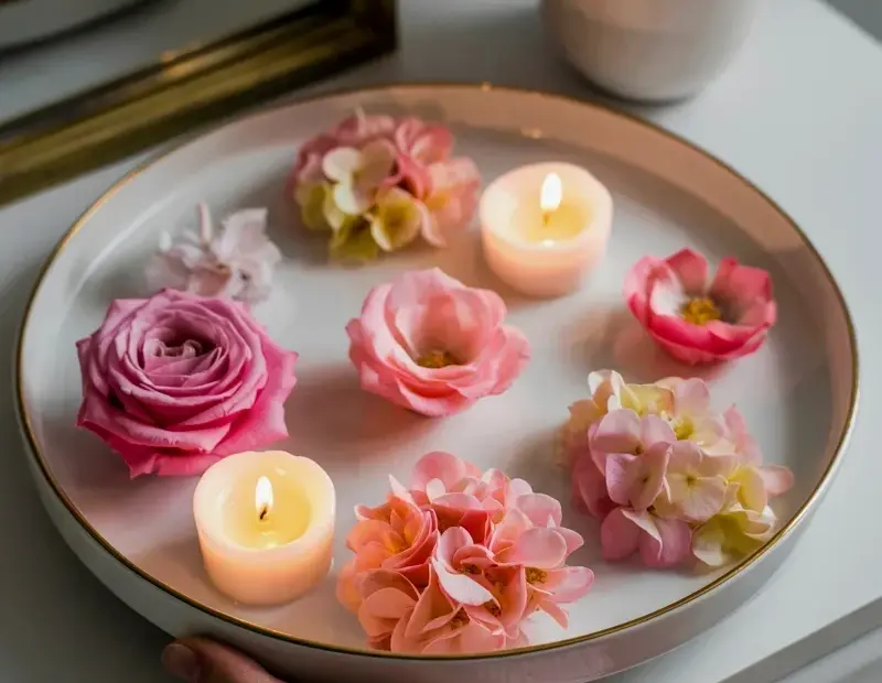 Avoid This Candle Decor Mistake on a Floral Plate | Pink Roses